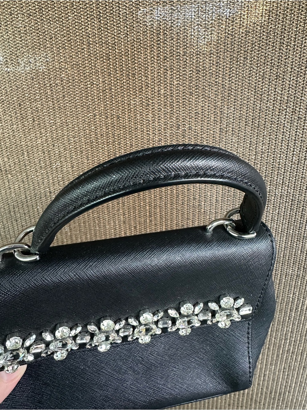 Michael Kors Black Top-Handle Satchel with Crystal Embellishment Small Bag - Picture 8 of 16